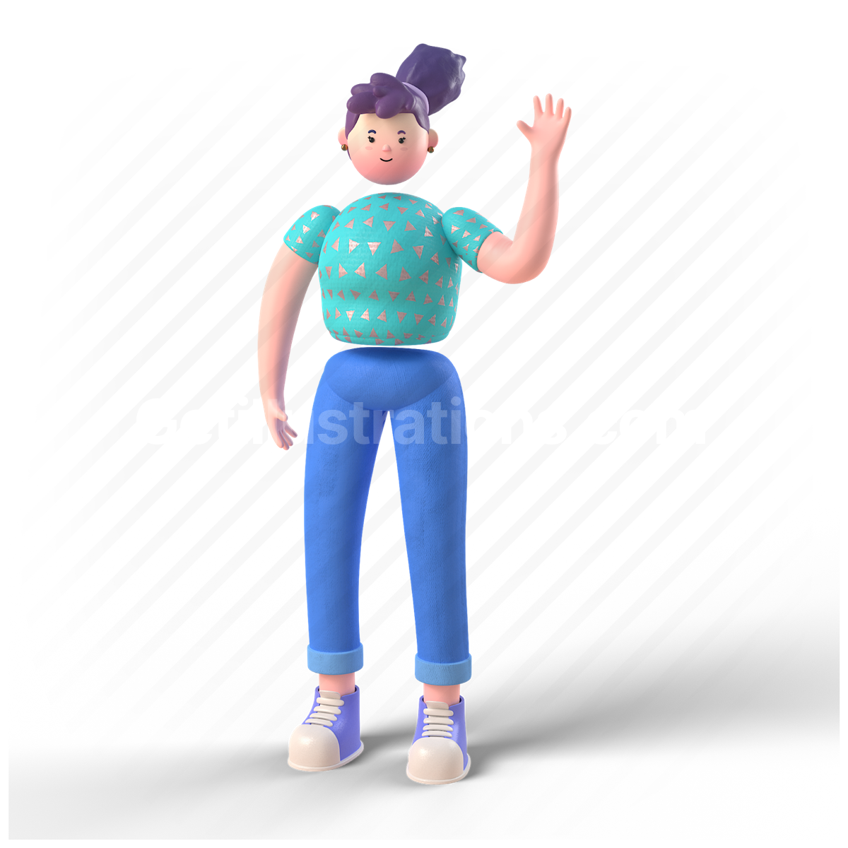 3d, people, person, girl, woman, wave, waving, greeting, hello